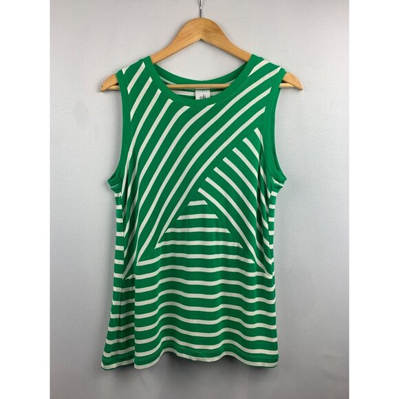Cabi Green & White Striped Sleeveless Tank Top S - Picture 1 of 5